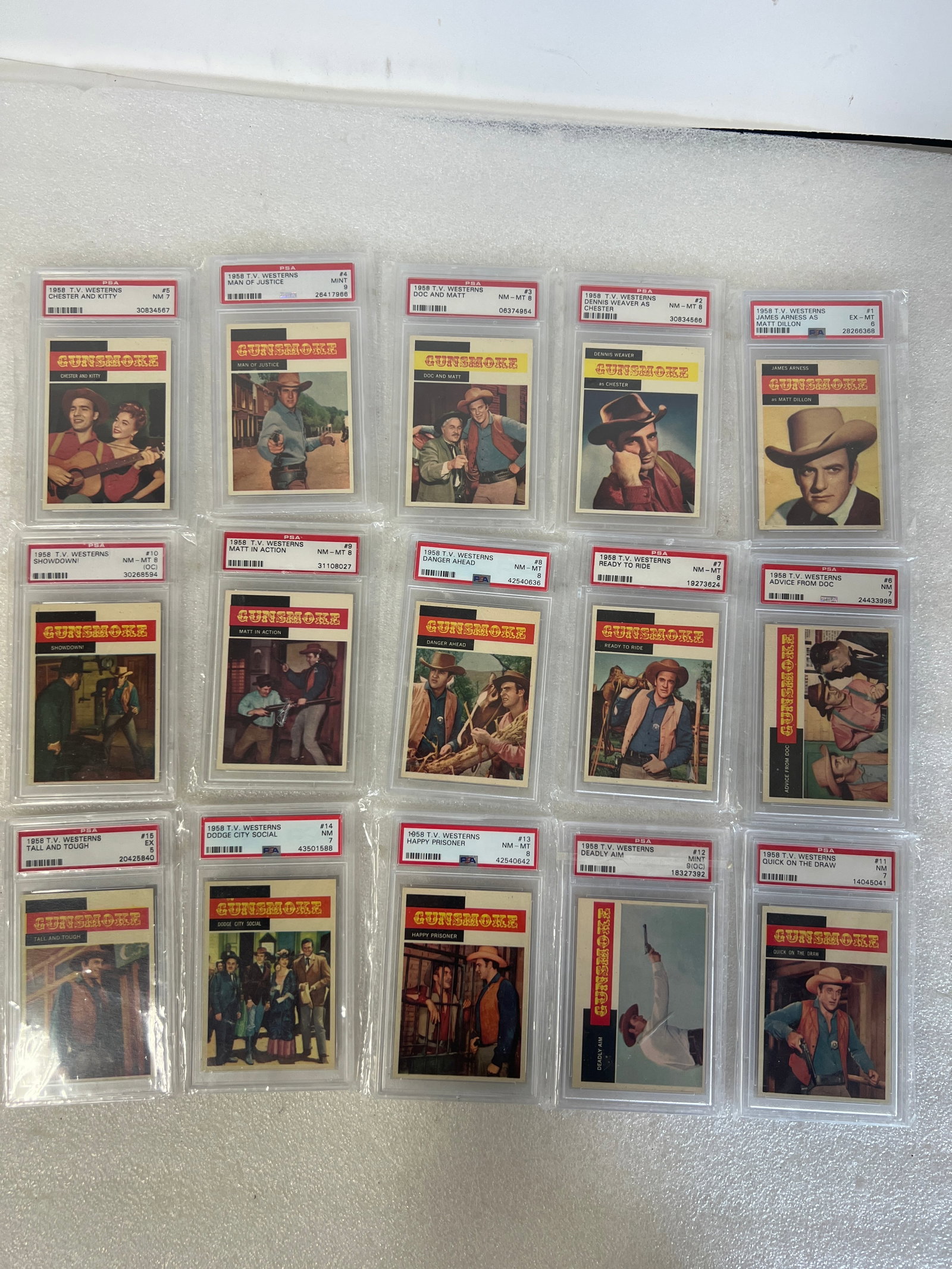 1958 Topps TV Western Lot (15): Very High Grade Lot of Gunsmoke All PSA Graded with Certificates of authenticity. 11