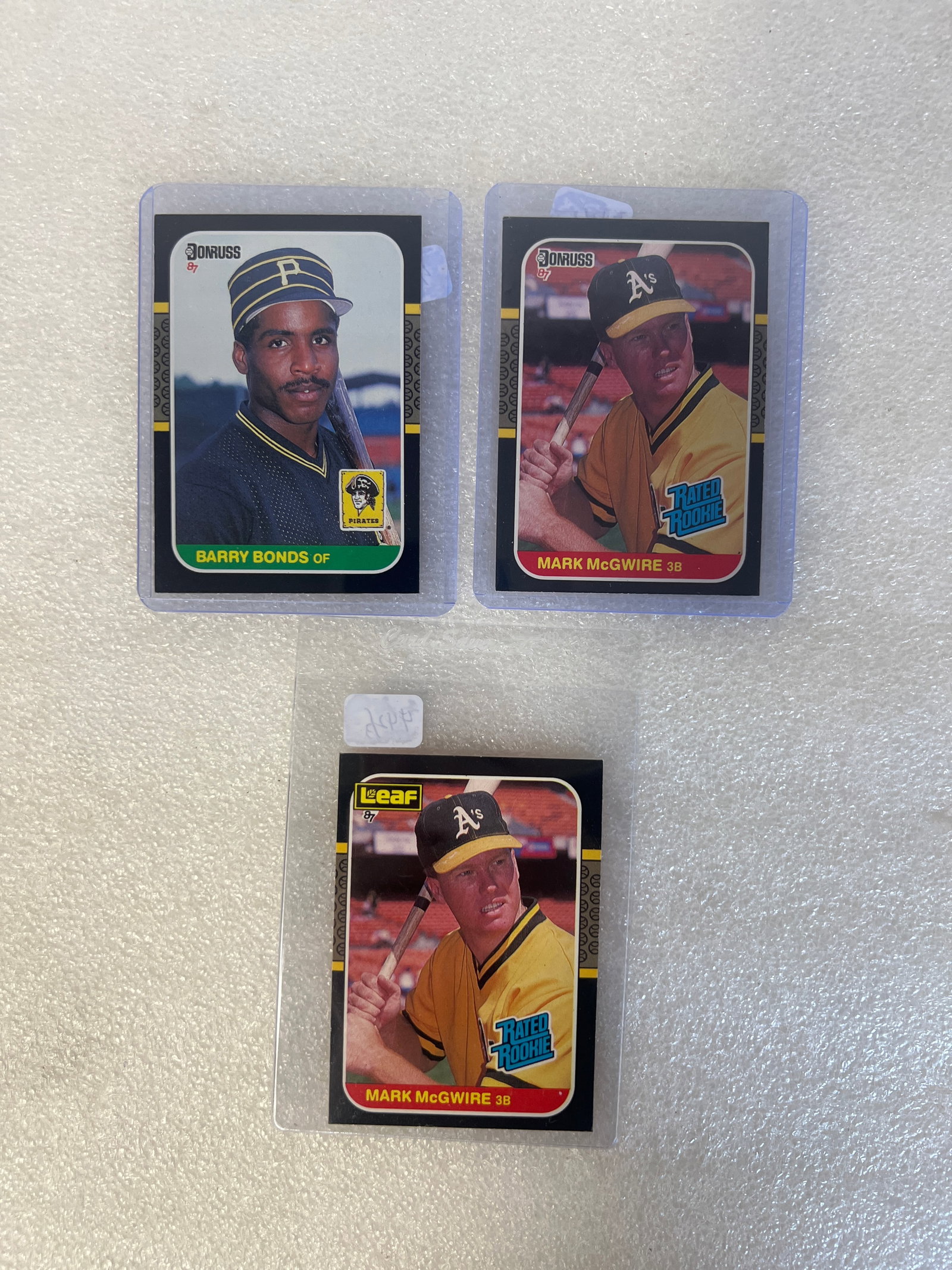 Three Donruss 1 Leaf Cards: 2 McGuire 1 Bonds