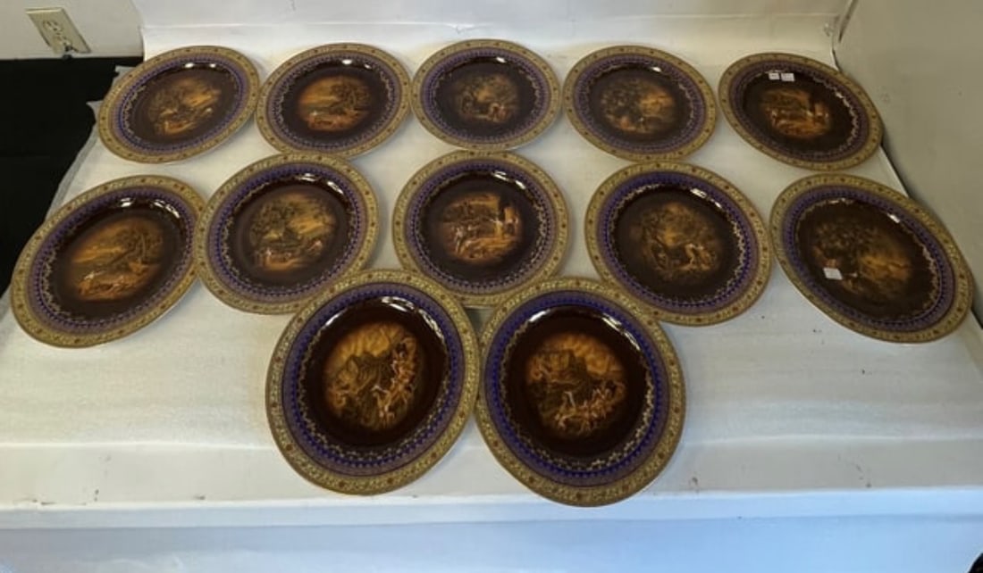 Czech Service Platters (12): Classical Scenes in the middle of the plates. Marked on the bottom of the plates 11" W