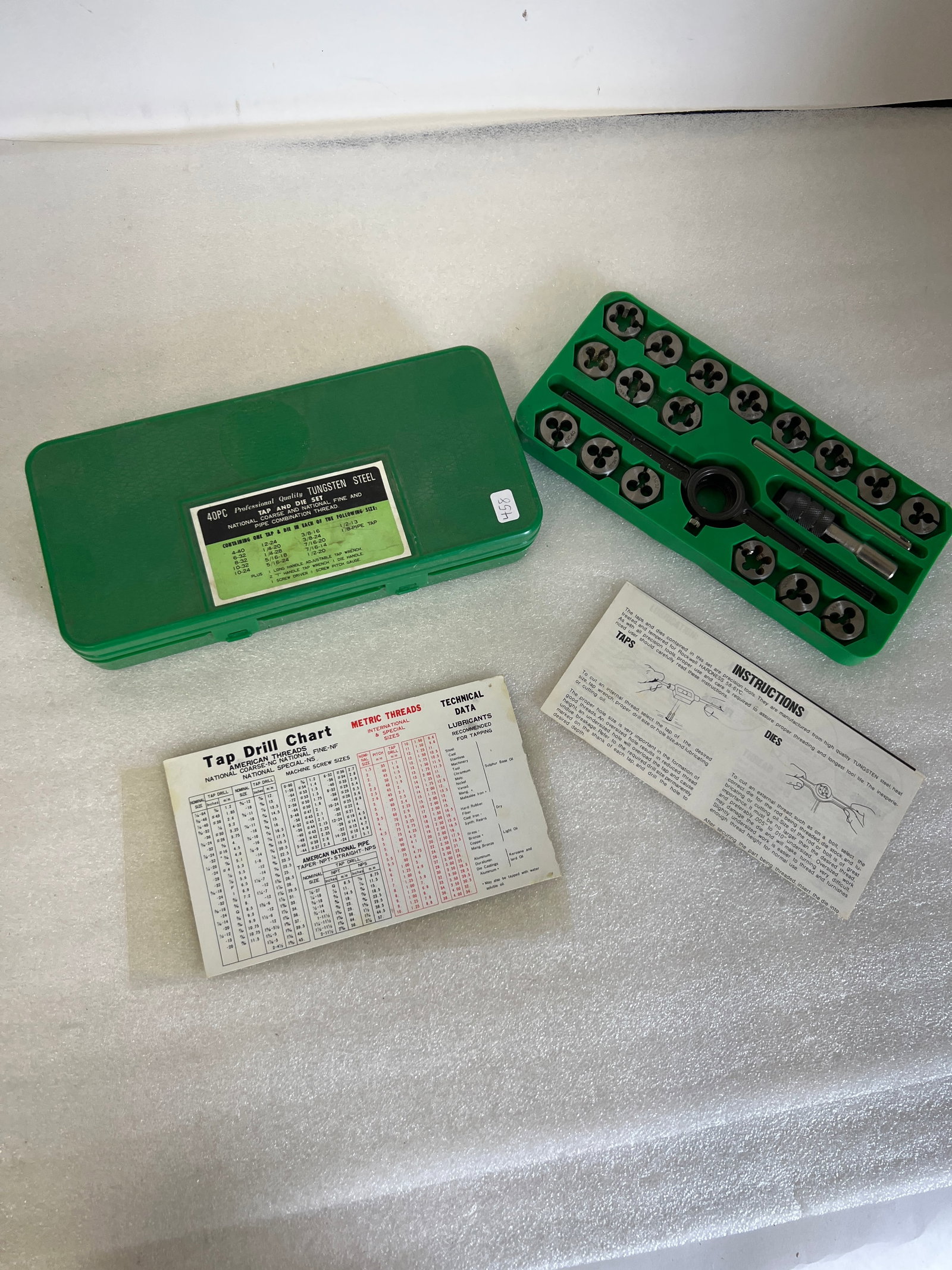 40 PC. Tap & Dye Set: Tungsten Steel in Original Box.