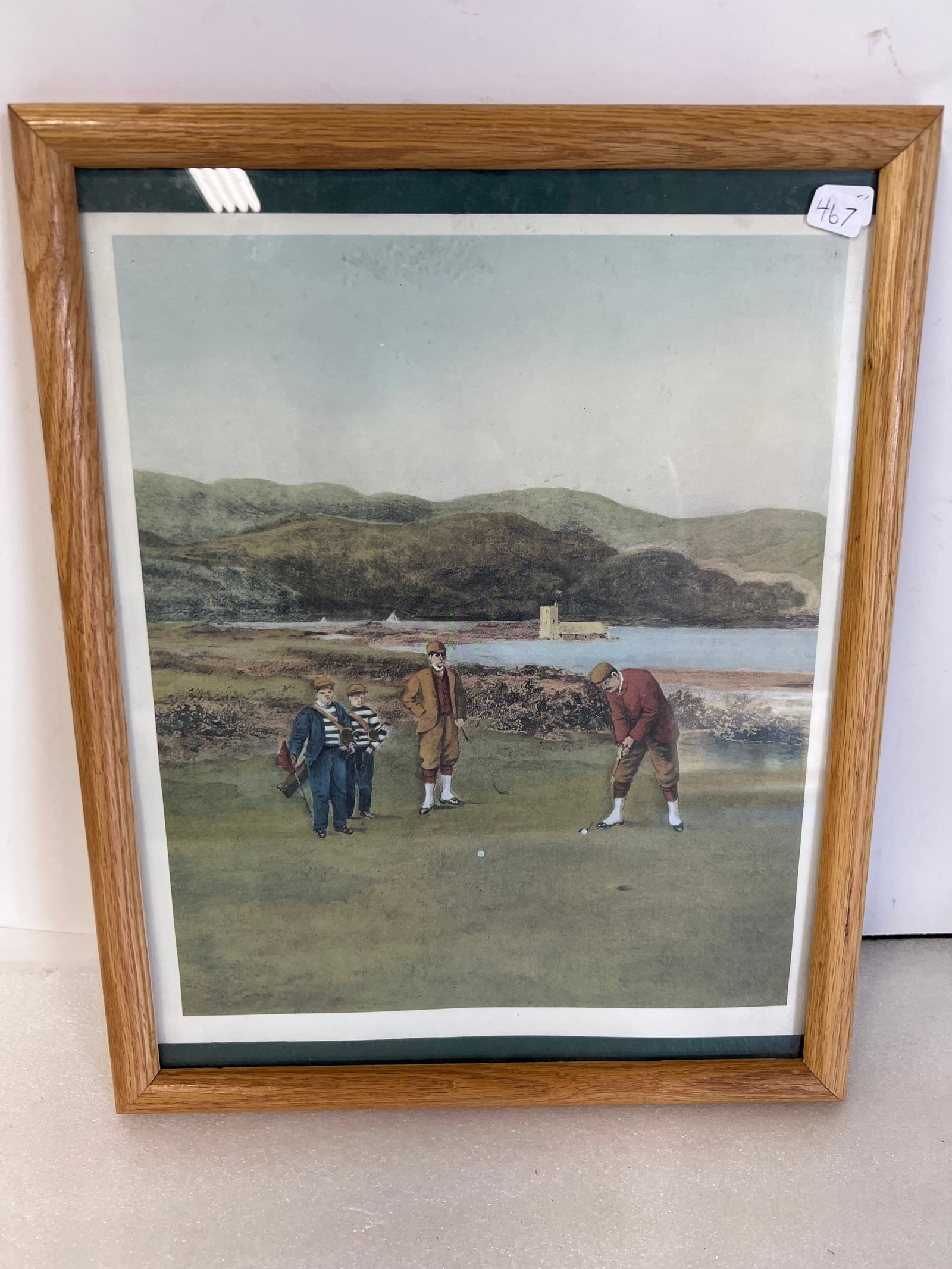 Antique Golfing Print Framed: 15 1 /2"x 12 1/2"