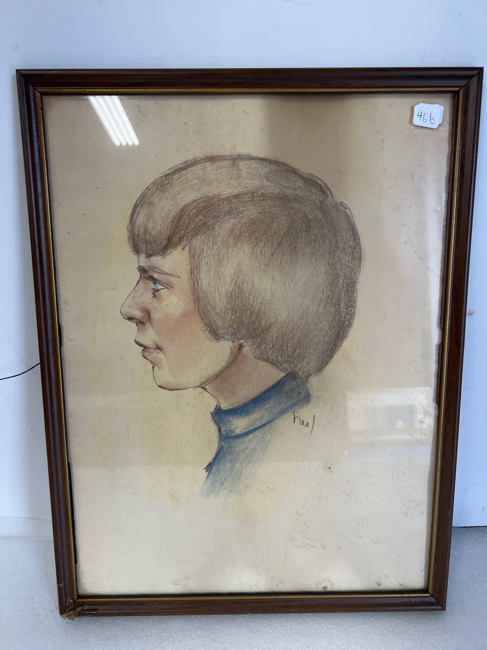 Hul Watercolor: Watercolor of boys head Sgd 17" H by 13" W