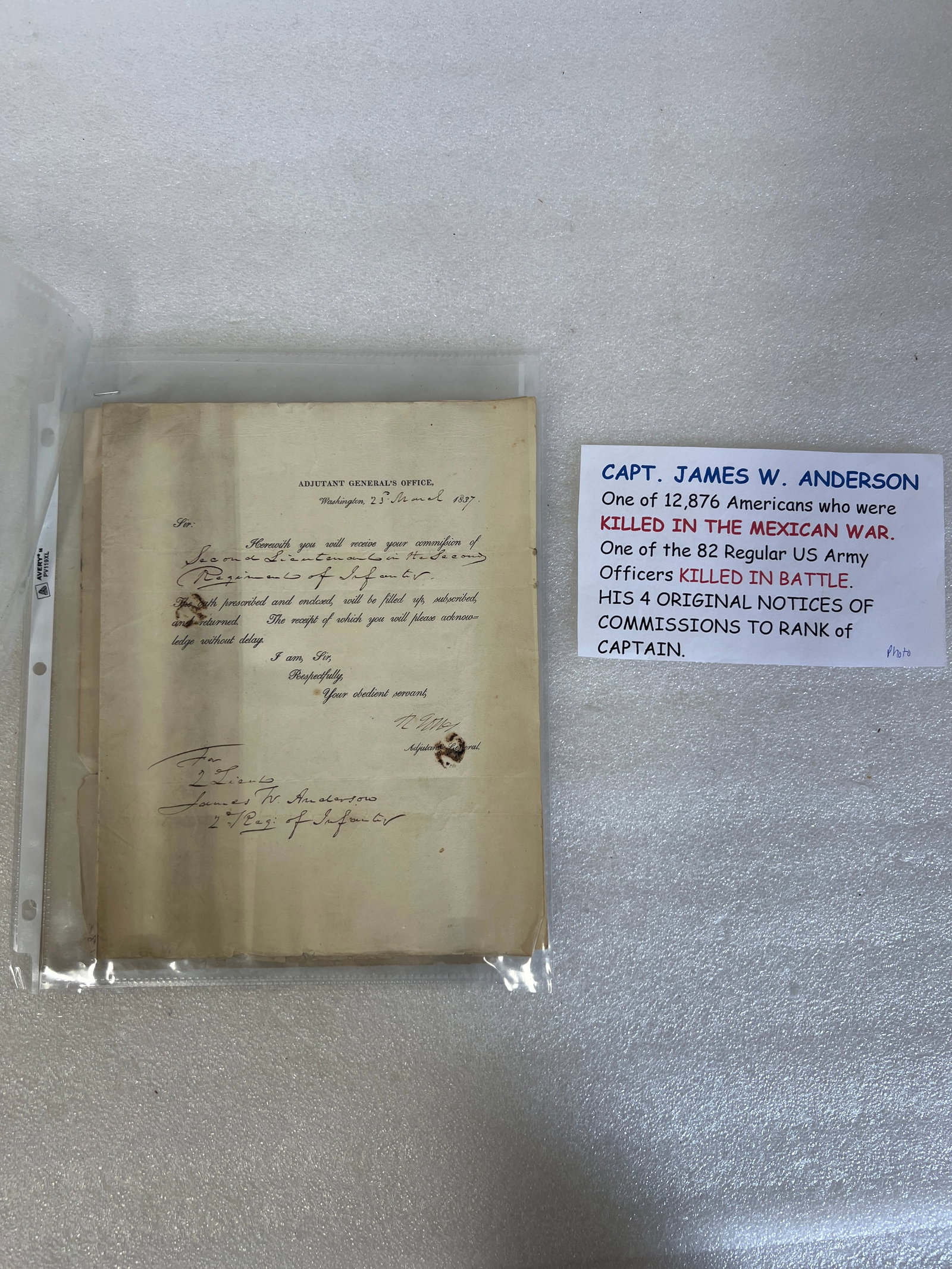 Four Original Military Documents 1837-1843 (1 of 6)