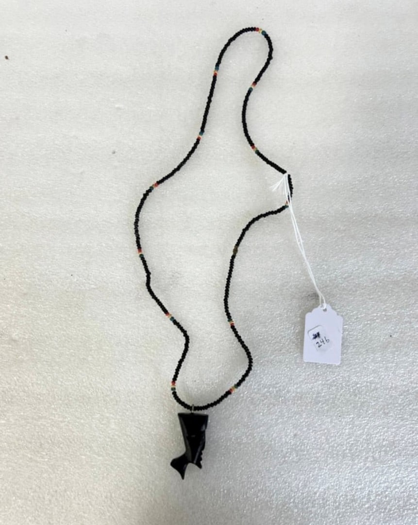 African Bead and Jet Necklace: As pictured