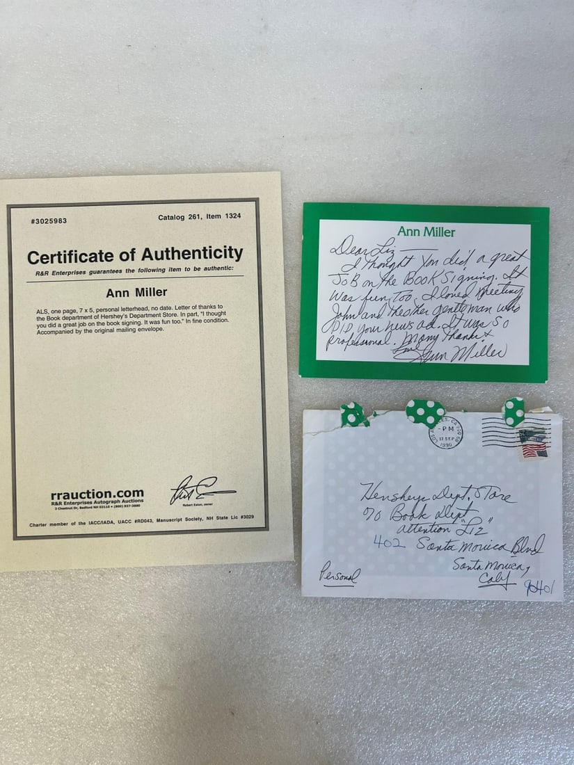 Signed personal letter from Anne Miller (1 of 1)