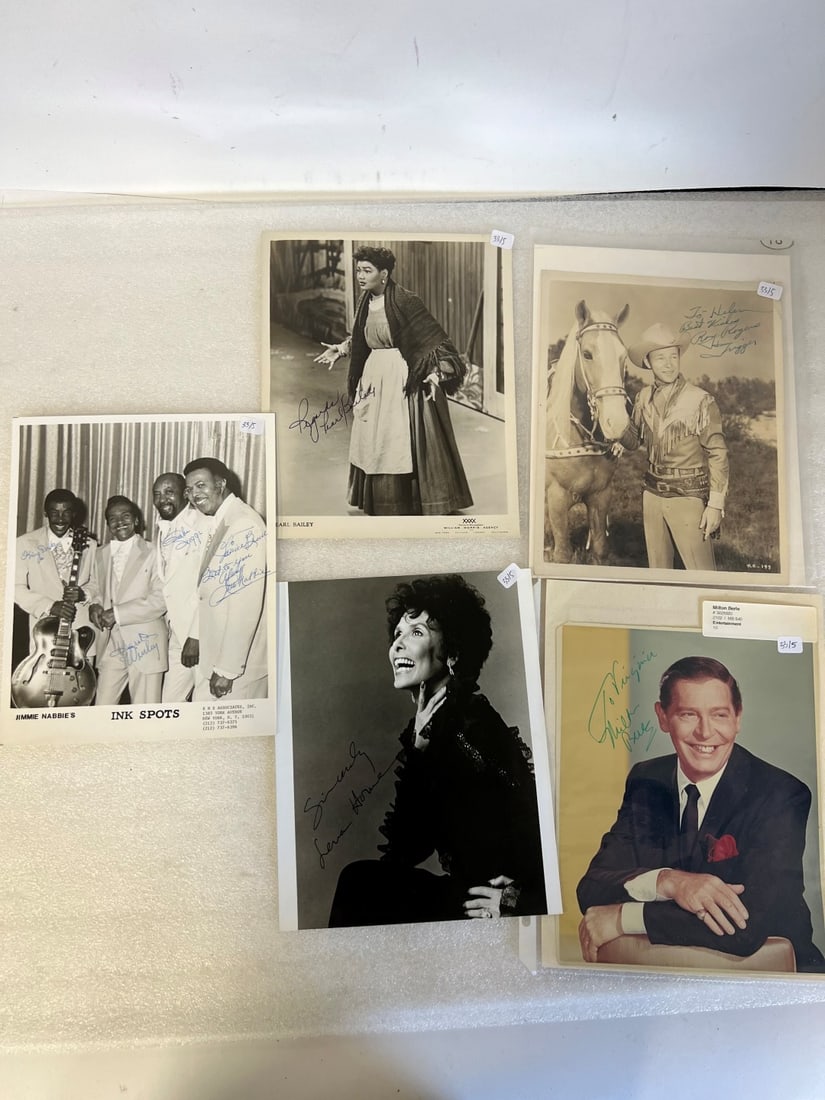 Autographed Photos (5): Roy Rodgers, Pearl Bailey, Lena Horne, Ink Spots (All 4) Milton Bural (Milton Bural with COA)