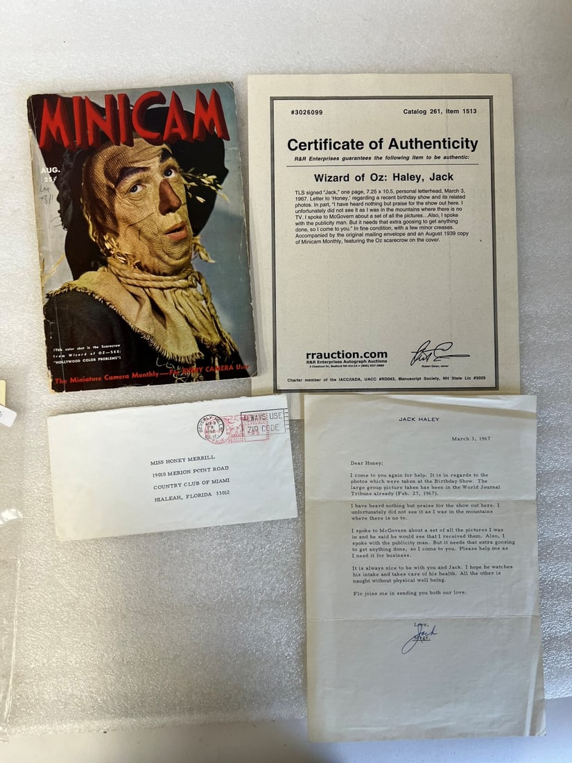 Jack Haley, Wizard of OZ letter & book (COA) (1 of 1)