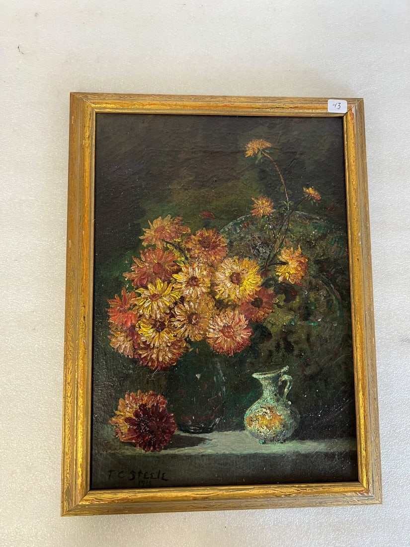T C Steele, Oil on Canvas, Floral Sgd. (1 of 2)