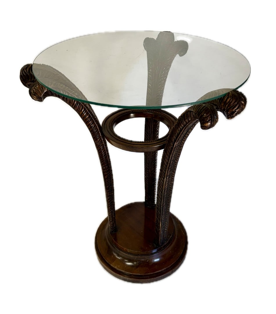 Hollywood Regency Carved Mahogany Plume Table (1 of 5)