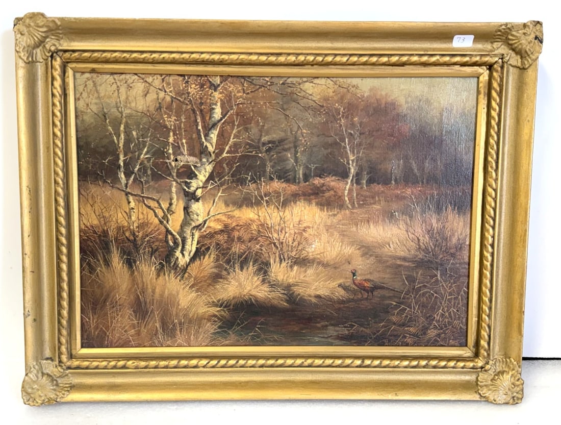 Arthur Norman Davis; American Oil An October Morning Signed: Oil on canvas. An October Morning. Signed lower right and inscribed on reverse, dated 1890 and inscribed; 12in. x 16in.(image), 14.5in. x 19.25in.(framed)