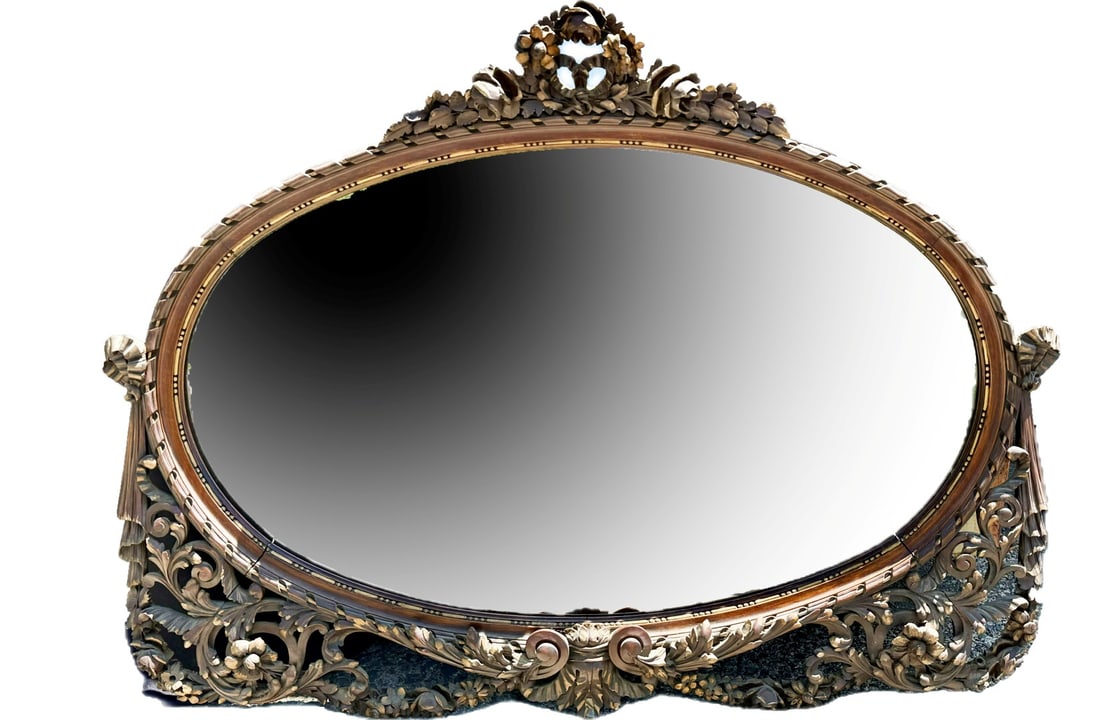 19thC. French Rococo Style Heavily Carved Wall Mirror (1 of 3)