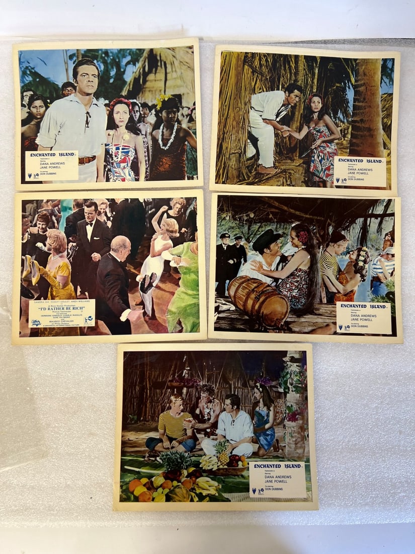 Enchanted Island Lobby Cards & a Fifth: The Fifth is I'd Rather Be Rich