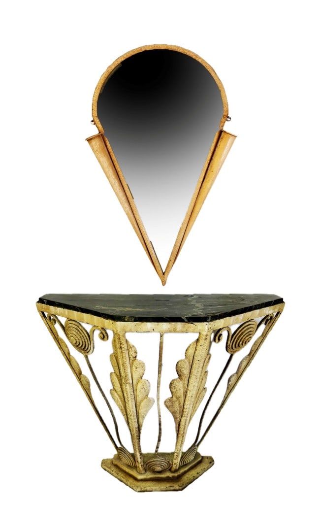 Edgar Brandt(attributed to); Fantastic Art Deco Mirror and Console (1 of 8)
