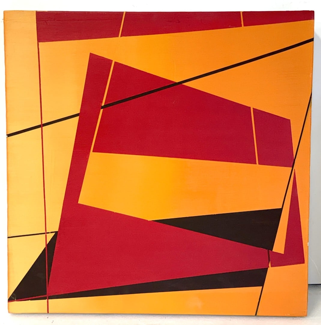 Mid-Century Modern Oil Precisionist Composition (1 of 3)
