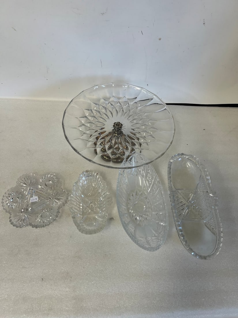 Sgd. Val St; Lambert Compote & 4 Other antique pcs. Glass. (1 of 2)