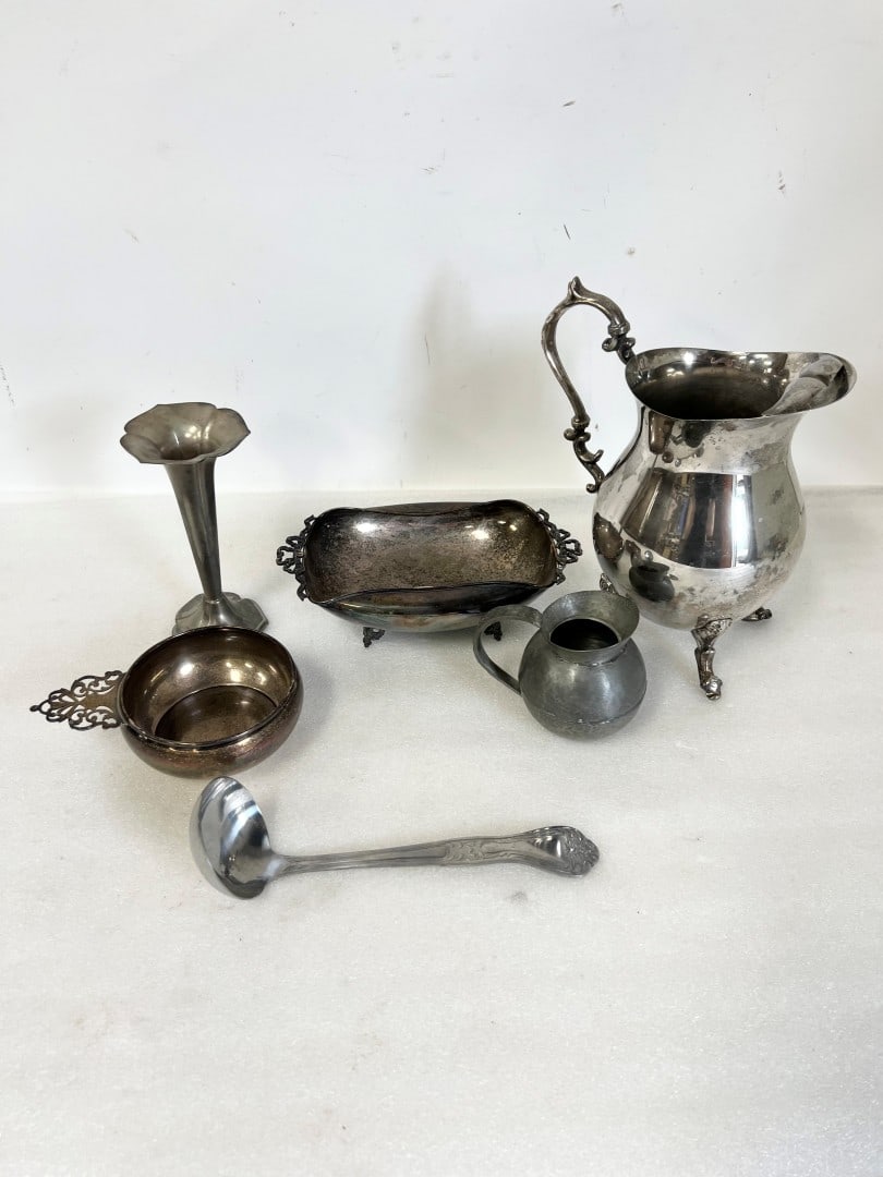 Preisene Sterling Bowl Pewter Pitcher + Four (1 of 1)