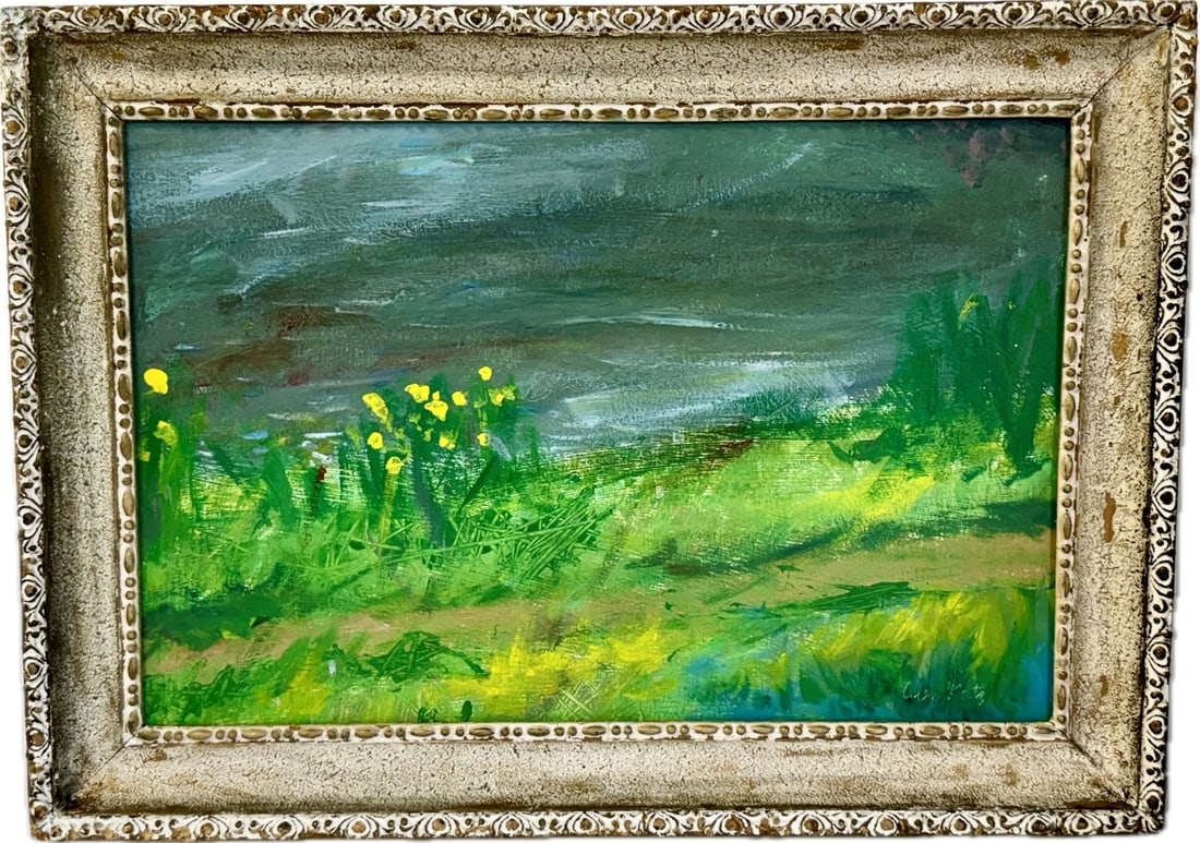 Alex Katz; 20thC. Modernist Oil Wildflowers Signed: Oil on board. Wildflowers. Signed lower right; 14.5in. x 22in.(image), 18.5in. x 26in.(framed)