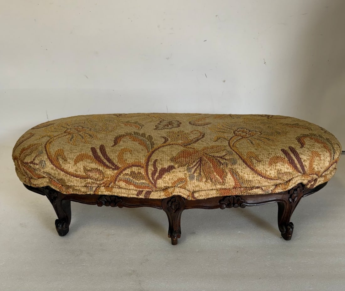 Antique Upholstered Foot Stool (1 of 3)