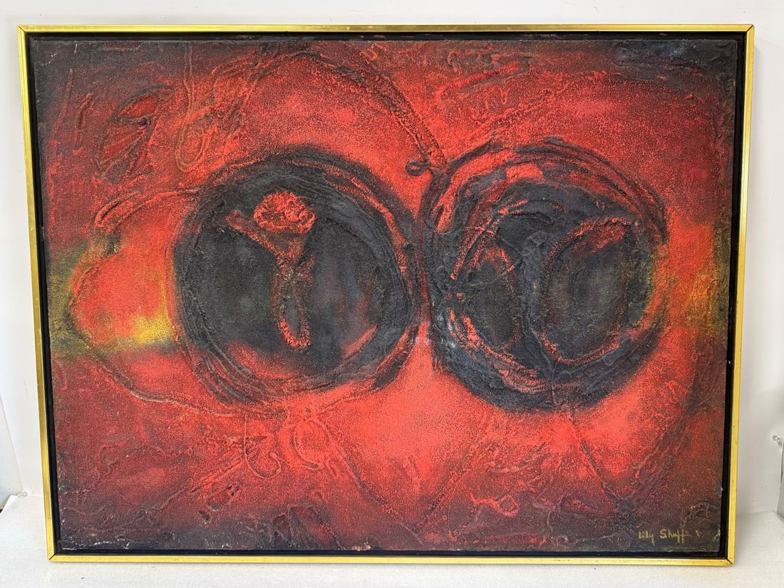 Lily Huff; 20thC. Modernist Oil Abstract Composition Signed (1 of 6)