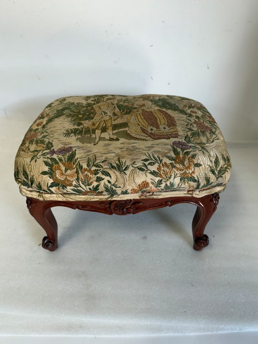 Antique Upholstered Foot Stool (1 of 3)