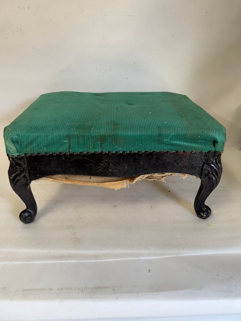 Antique Upholstered Foot Stool (1 of 3)