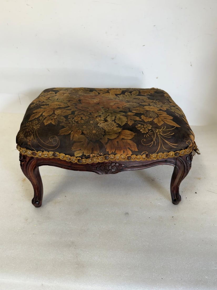 Antique Upholstered Foot Stool (1 of 3)