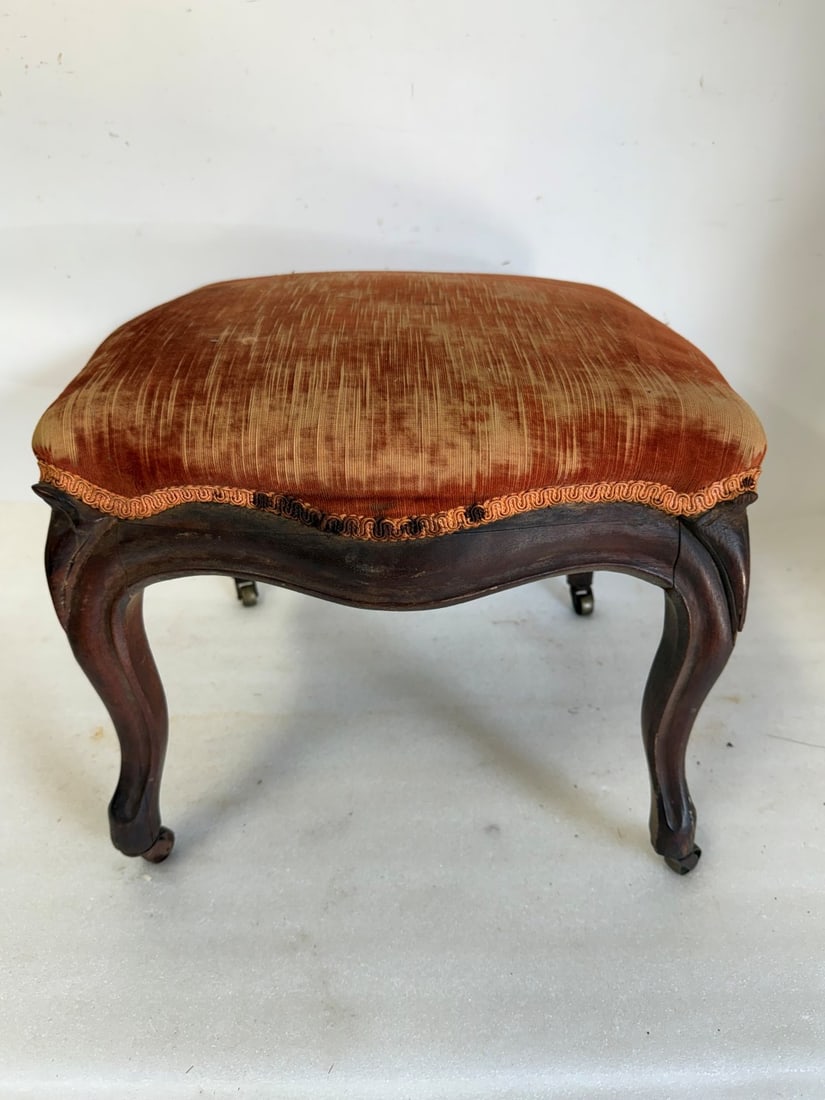 Antique Upholstered Foot Stool (1 of 3)