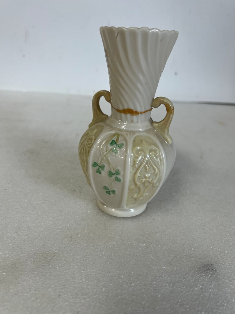 Belleek Shamrock Vase.: Marked at the underside. 6:H