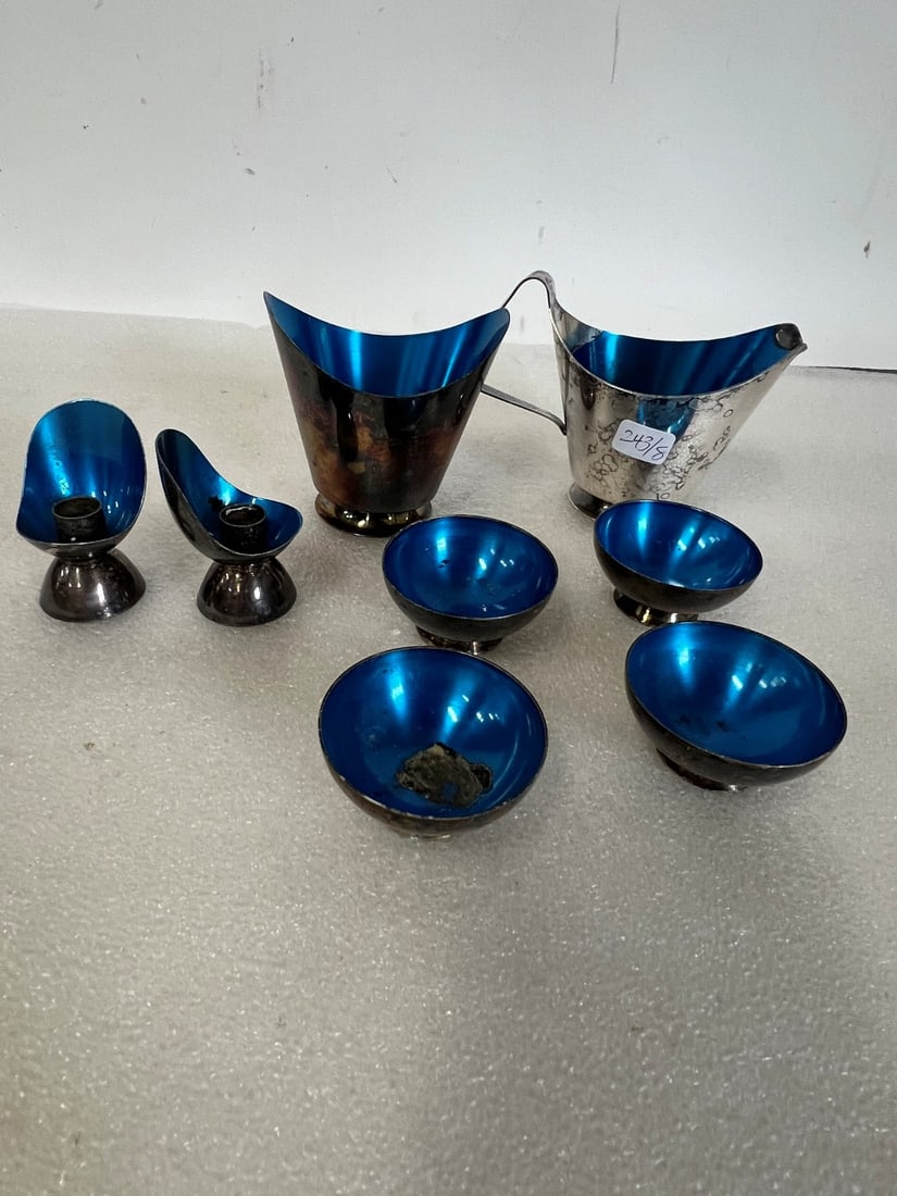 Blue Lined Silver Pcs. (8) (1 of 1)