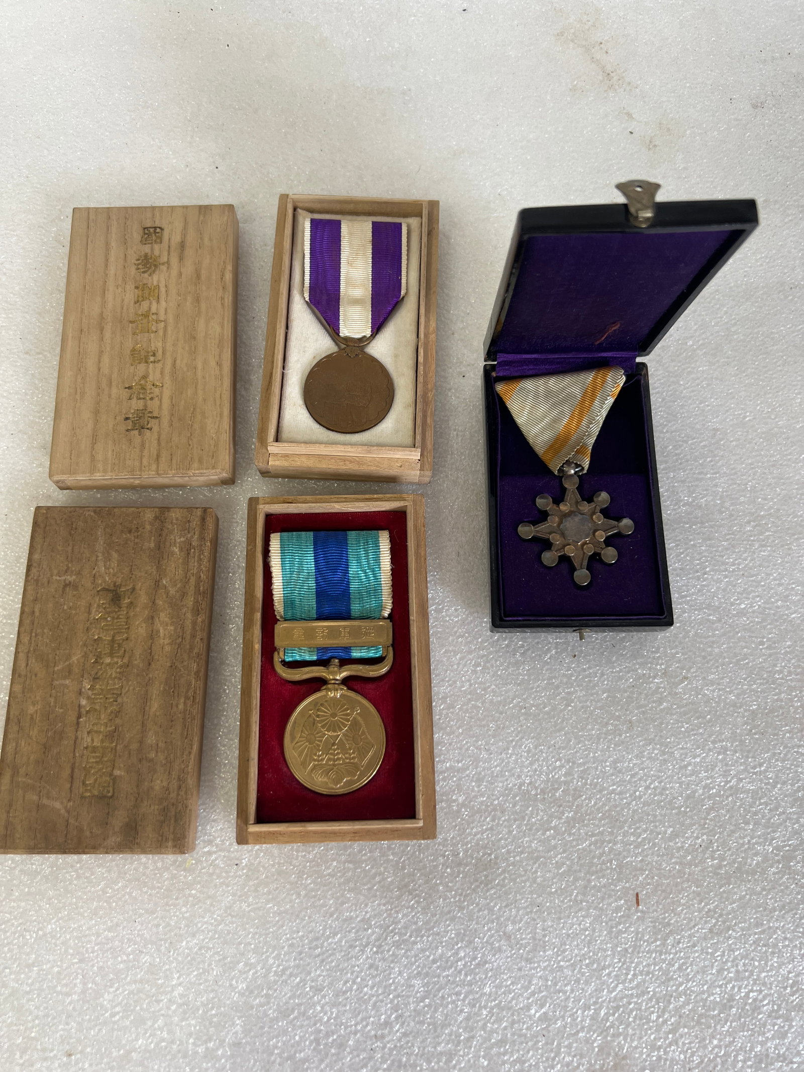 WWII Japanese Medals in Original Boxes (3): All are in original box. As pictured