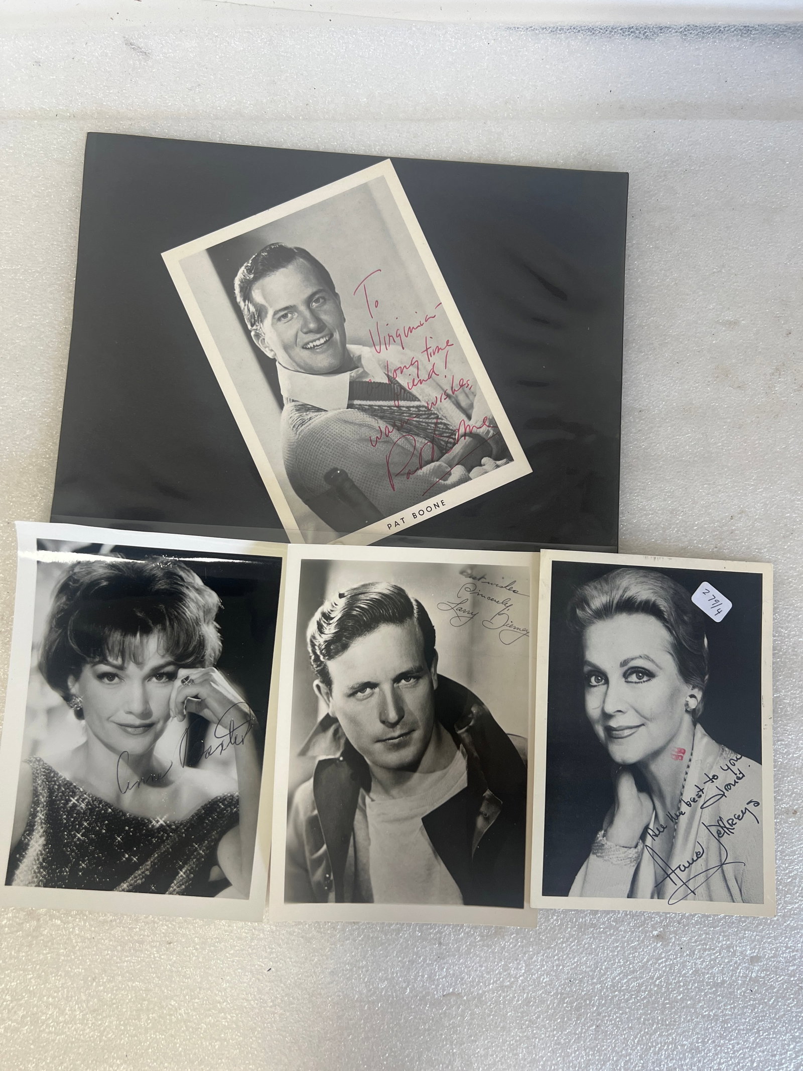 Signed Celebrity Photographs: Patt Boone and Ann Baxter, Larry Bierney, and Anne Jeffrey