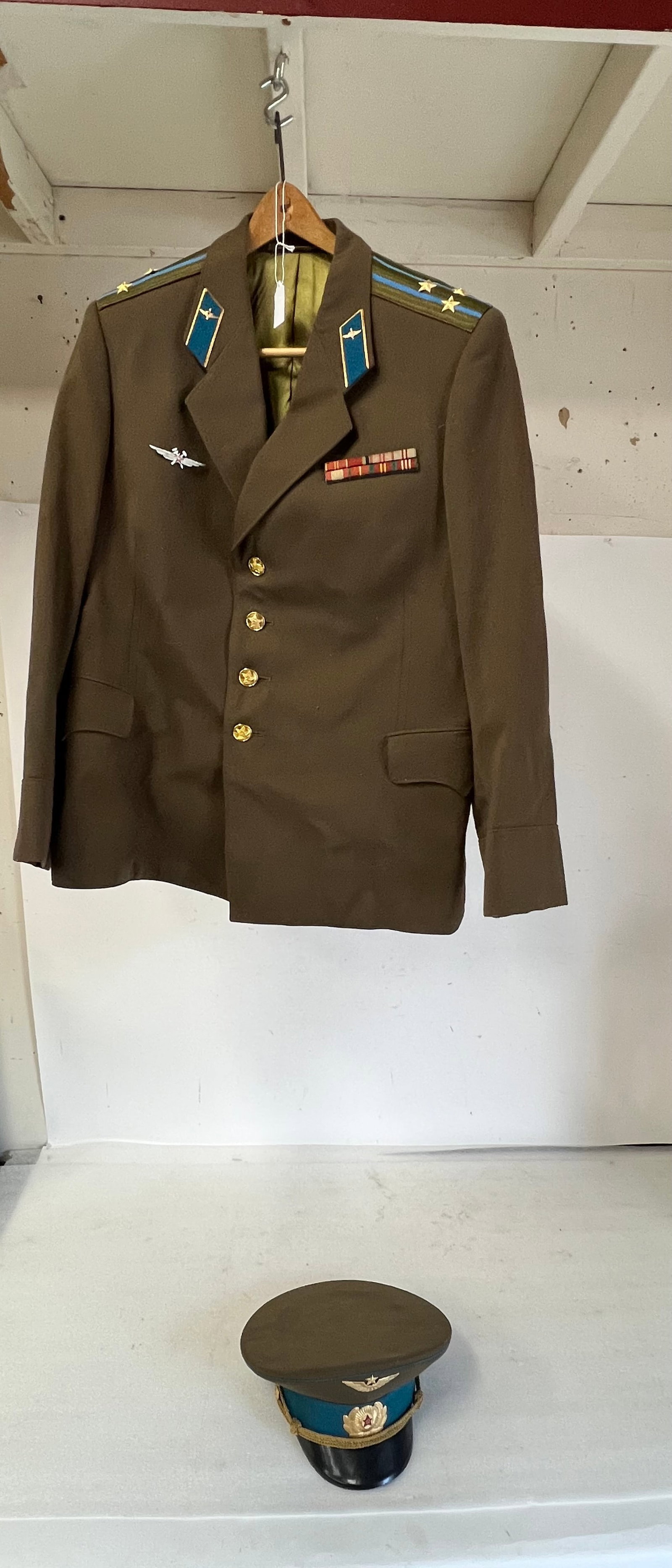 Original Vintage Russian Pilots Tunic + Hat: As Pictured