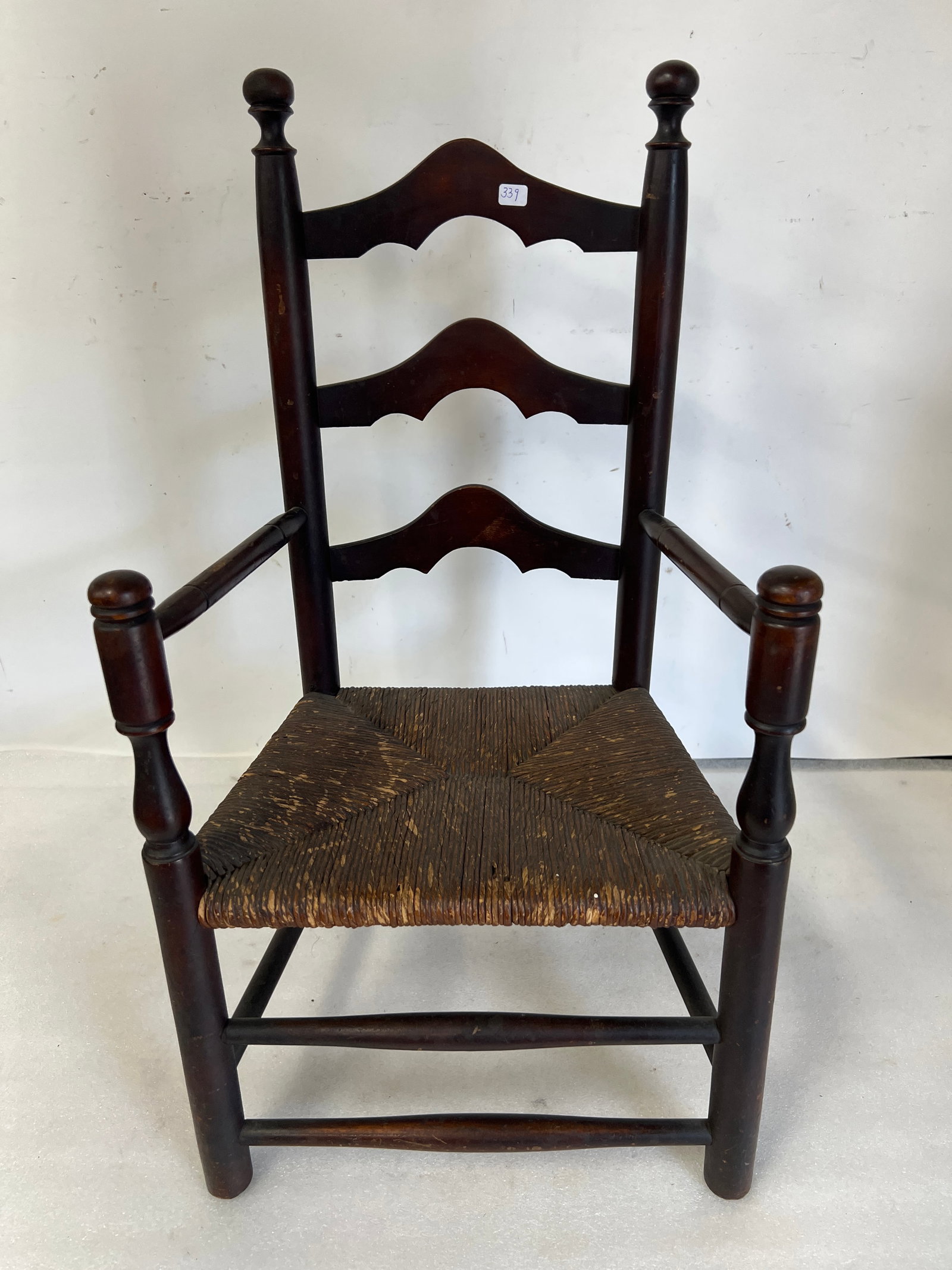 Antique Ladderbak Child's Chair.: Rush seat. As pictured.