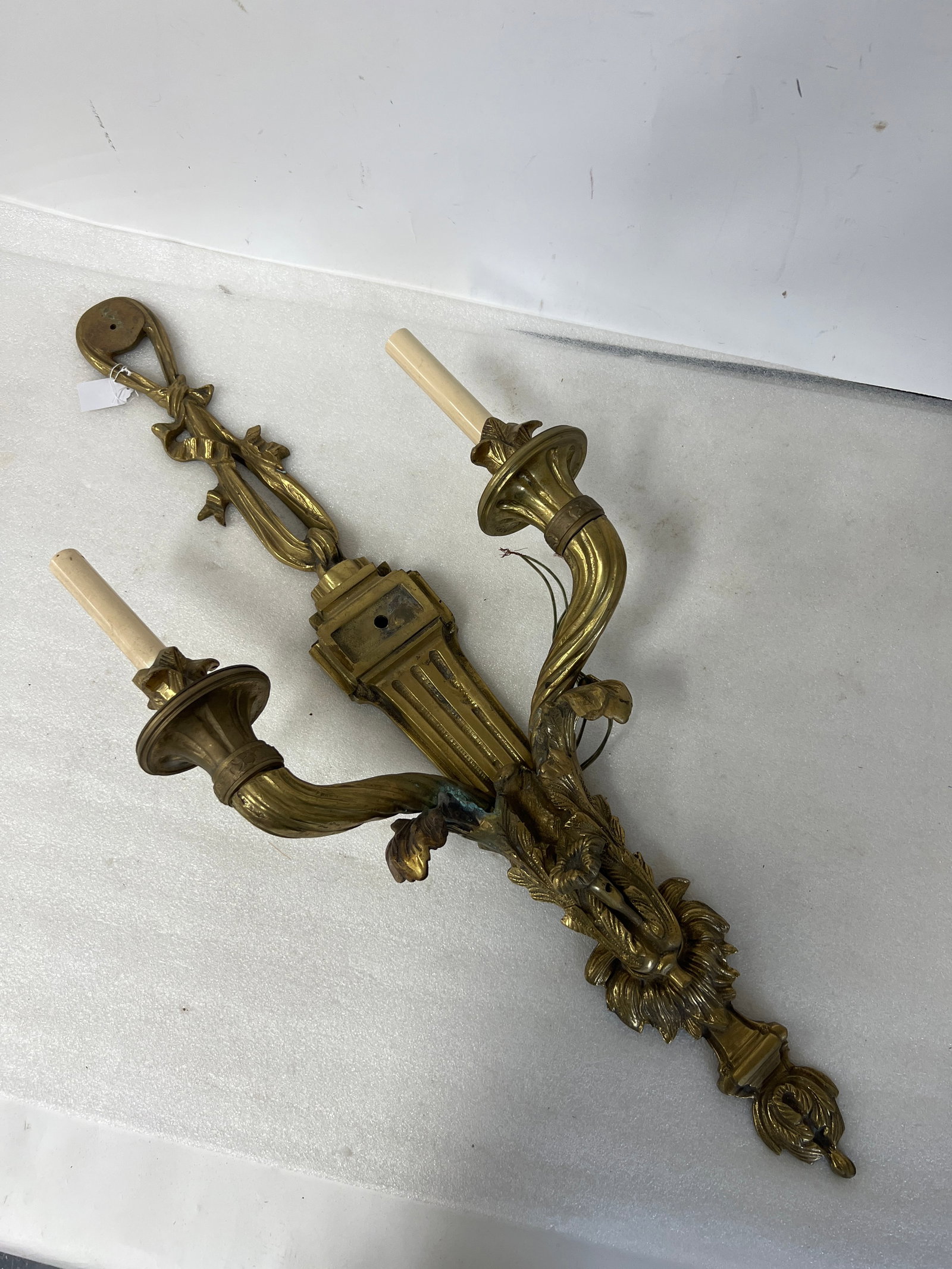 Dore Bronze Vintage Wall Sconce: Double Armed. 34"H