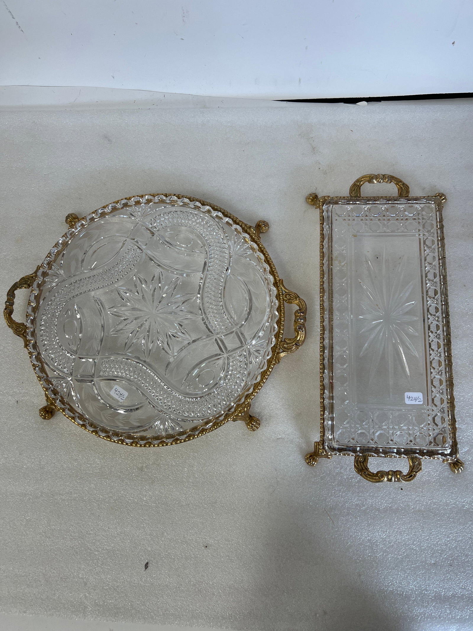 Monarch Crystal Serving Trays (2): 14 1/2" H