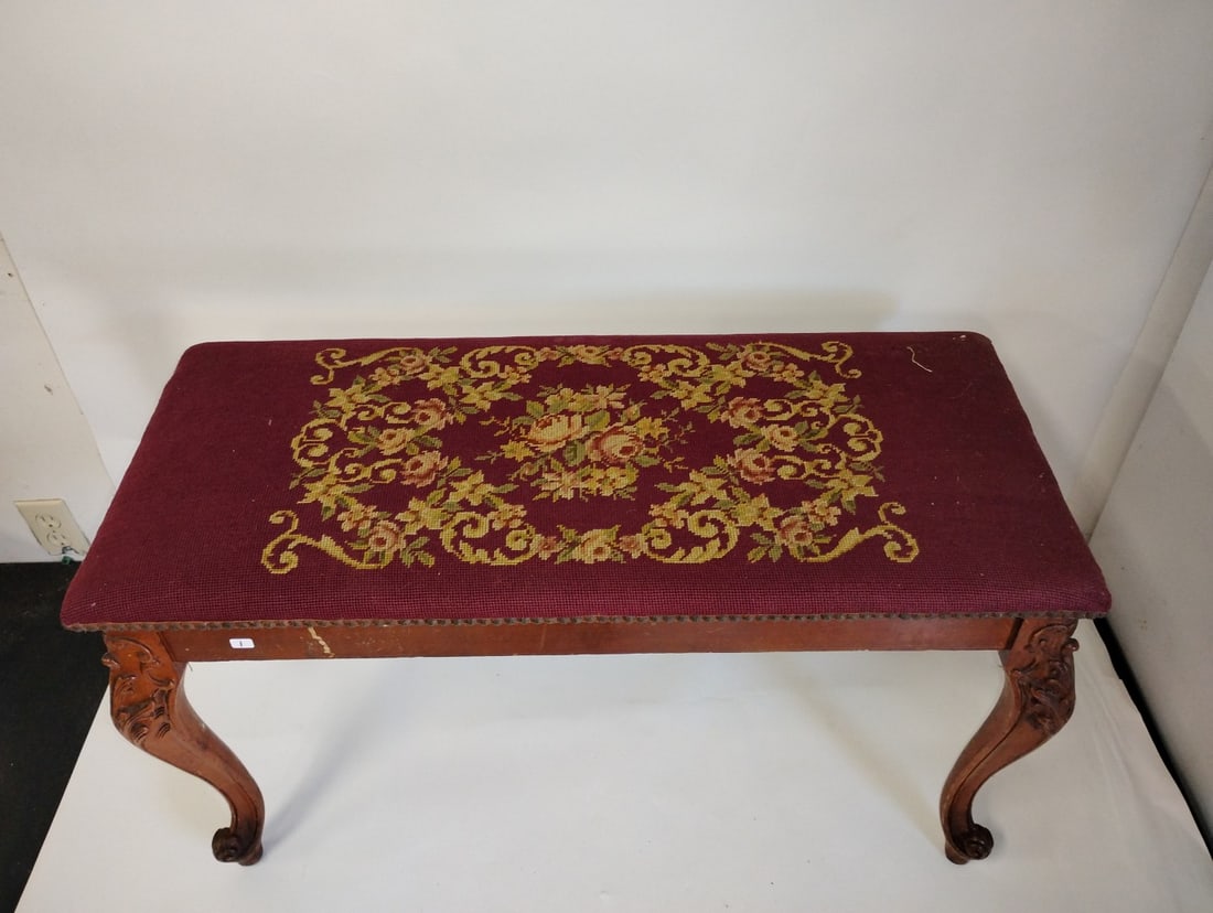 Antique Upholstered Foot Stool (1 of 7)