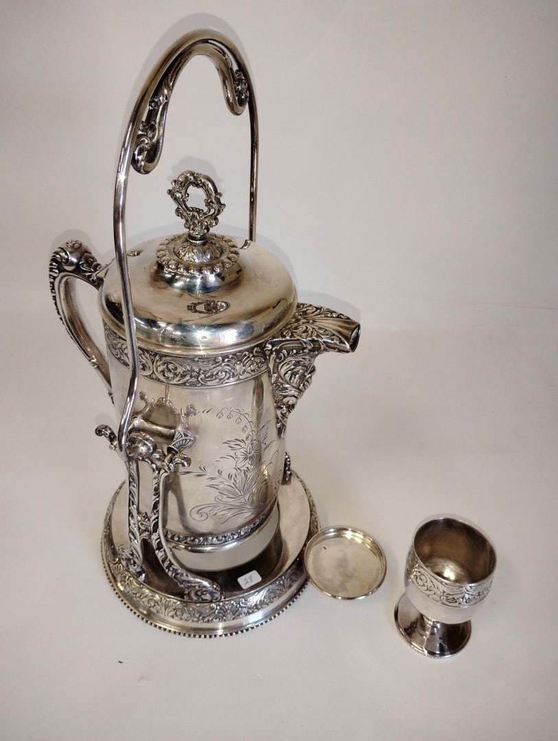 American Victorian Silverplated Tipping Pot on Stand (1 of 8)