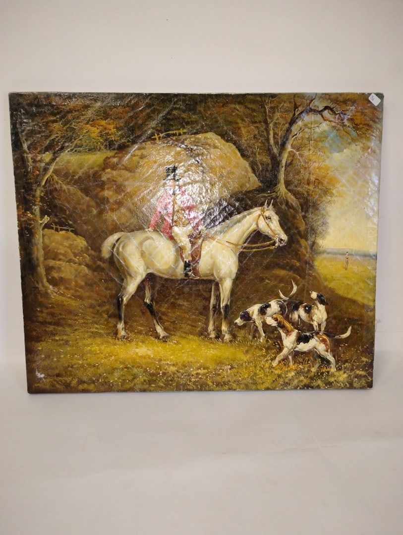Oil on Canvas. Fox Hunting Scene (1 of 3)