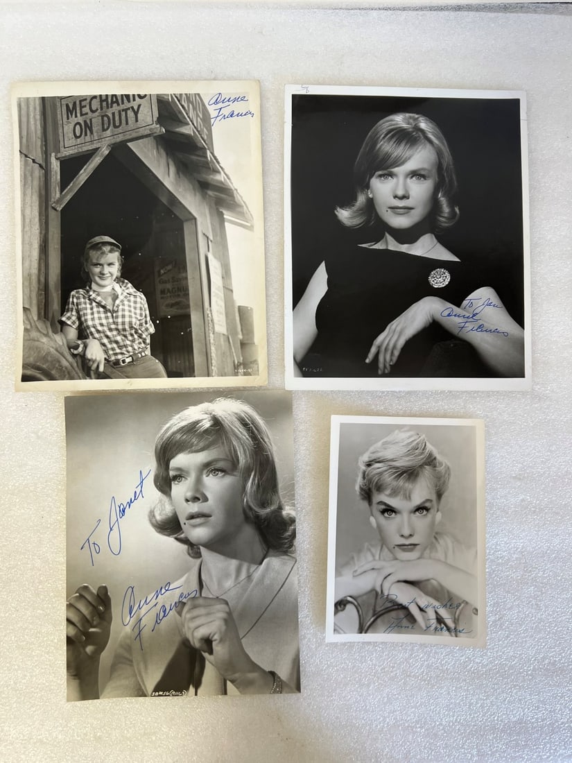 Anne Francis Sgd. Movie Stills (4): Some with publicity snipes on the backside.