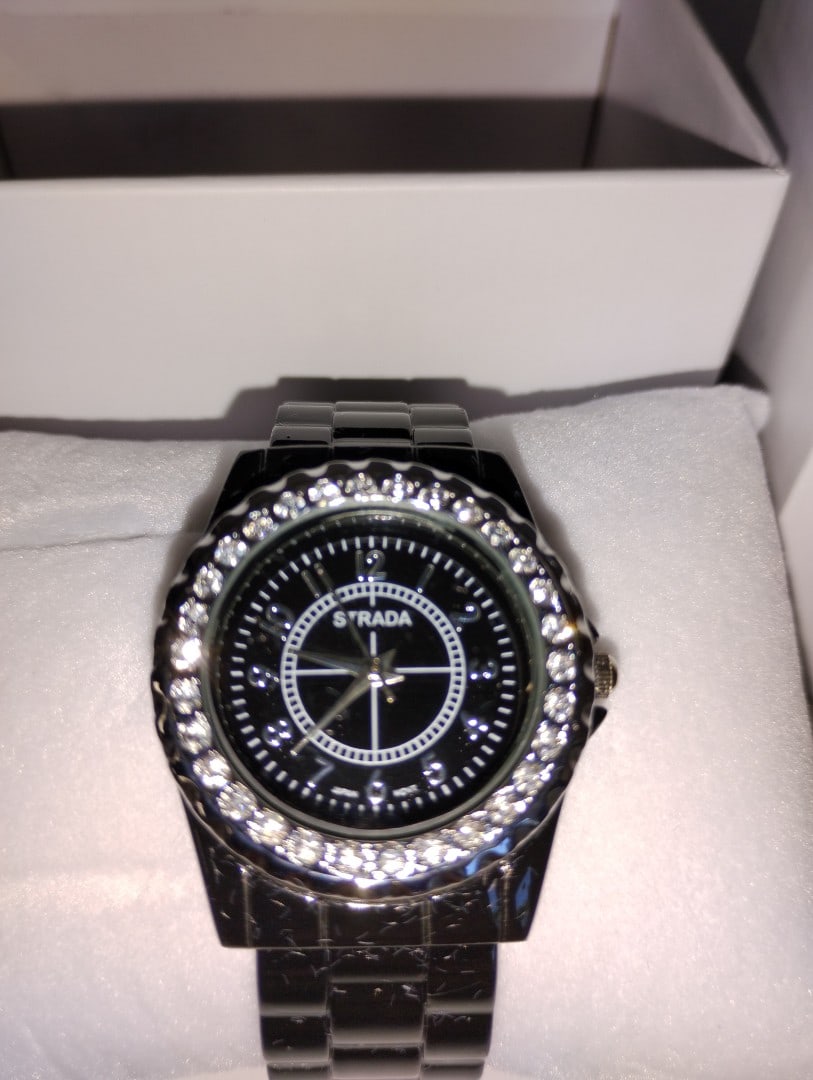Strada Ladys Wrist Watch: Crystals surrounding the dial. New in box.
