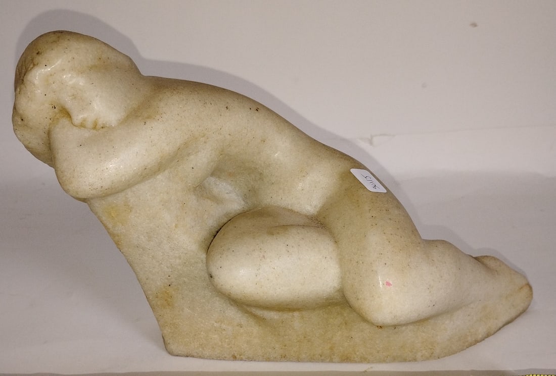 V. Gersky. Soapstone Figure: Reclining lady. 7" x 10 3/4"L