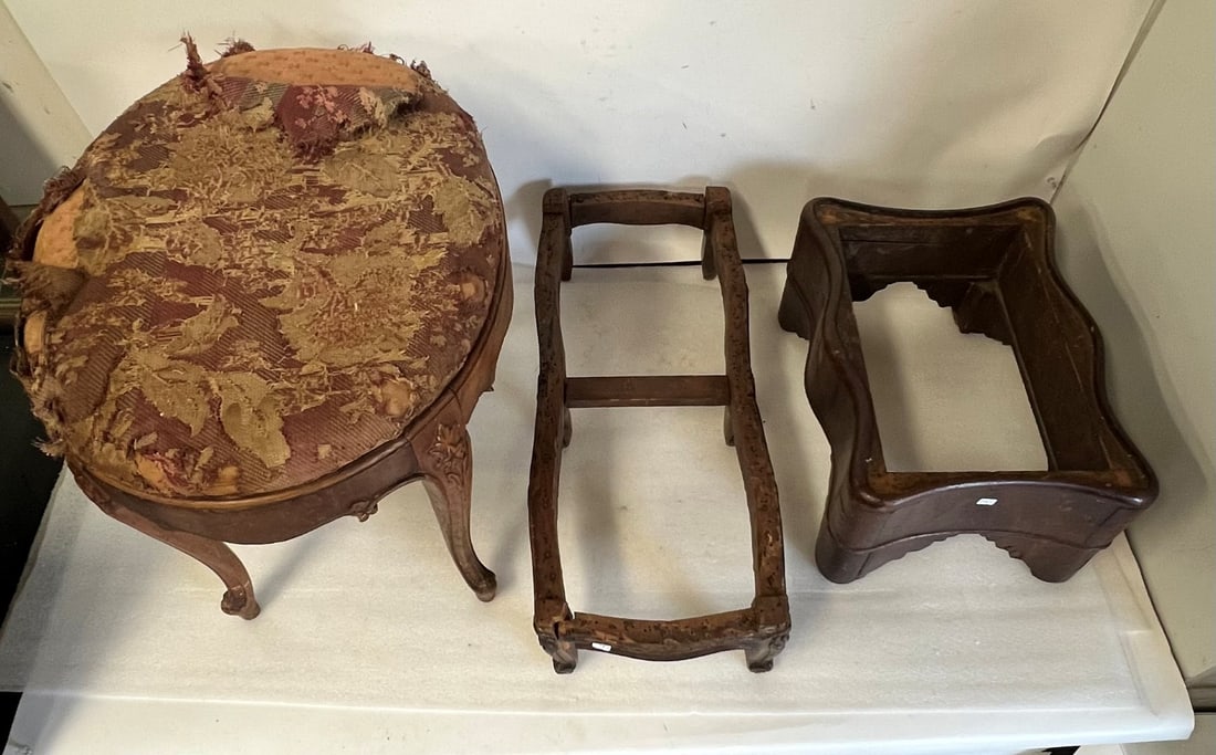 Antique Upholstered Foot Stools(3) (1 of 2)