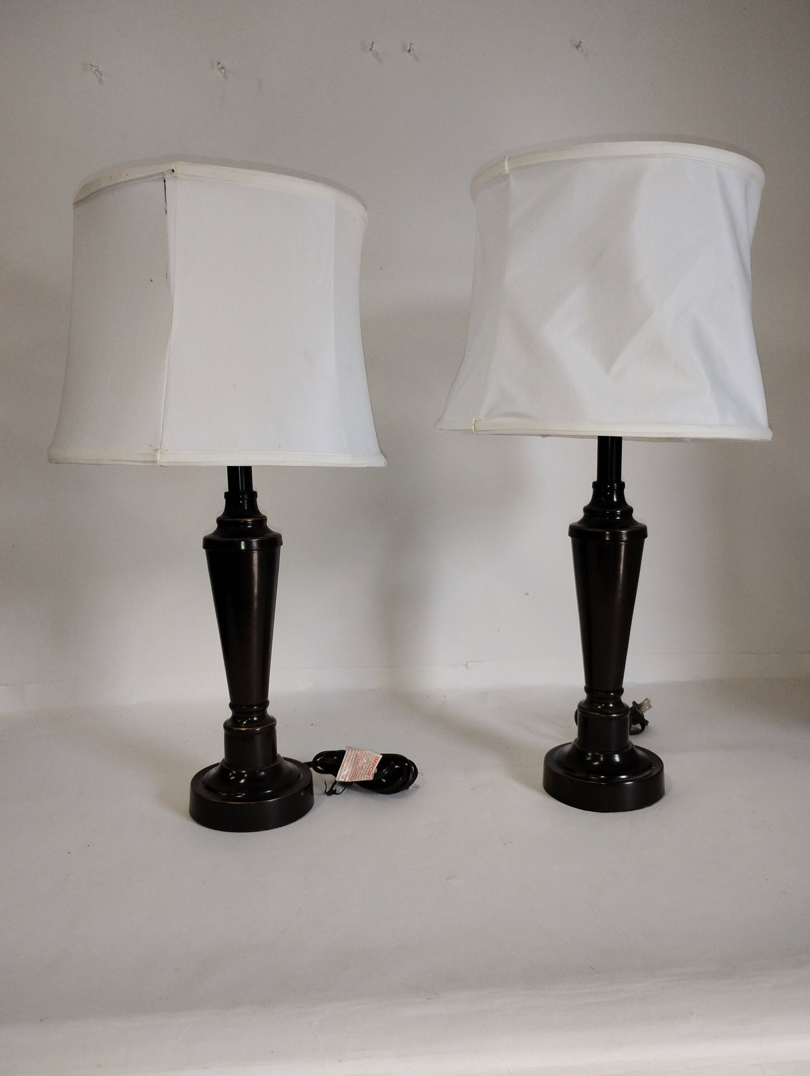 Pr. Vintage Metal Table Lamps: To top of shade. 24 1/2"