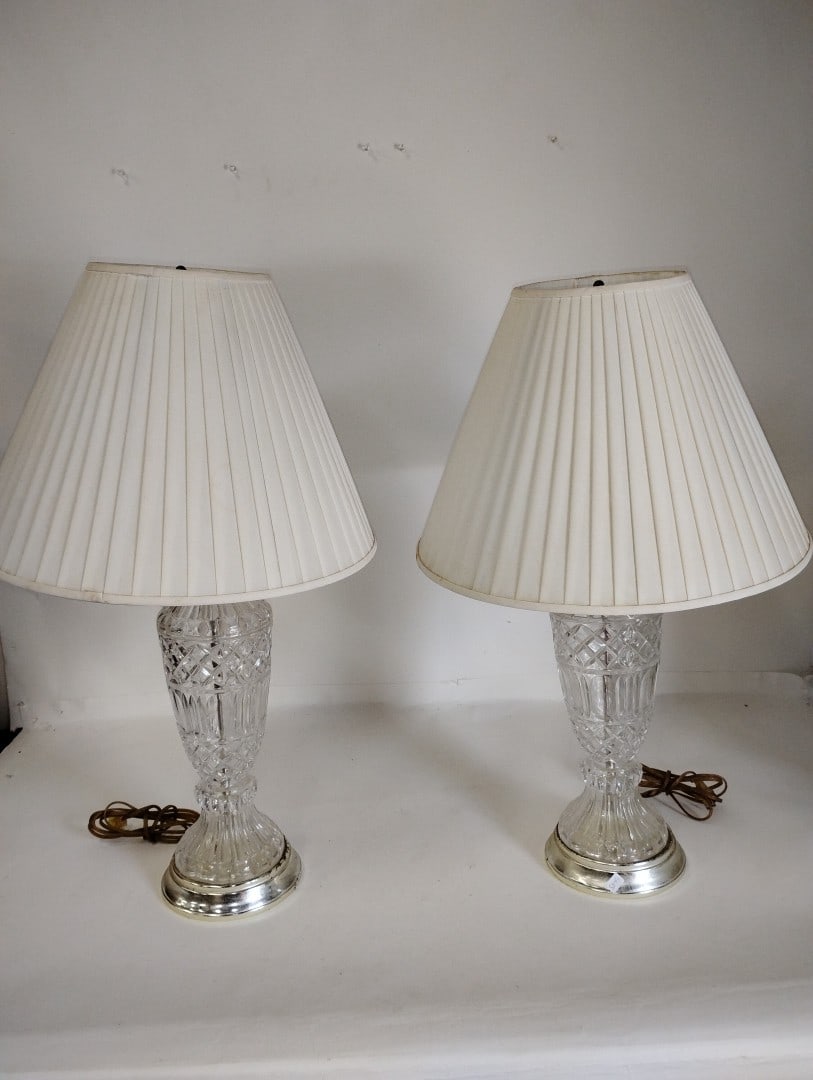 Pr. Waterford Like Table Lamp: To top of shade. 26 1/2"
