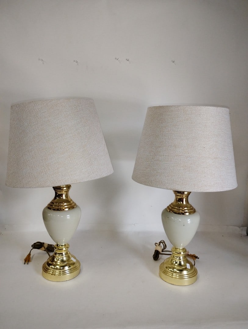 Pr. Brass and Glass Vintage Table Lamps. (1 of 3)