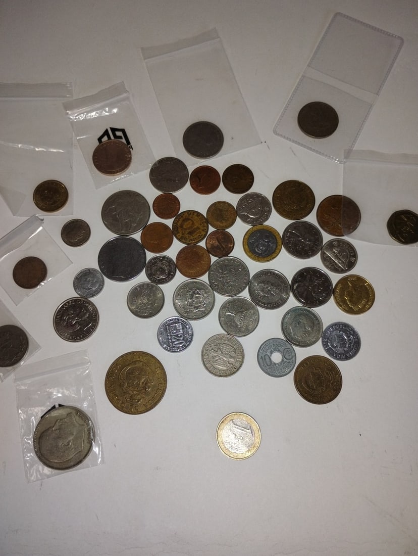 Foreign Coins. Bag (44): As pictured Framed. Well known often sold artist with significant price record.