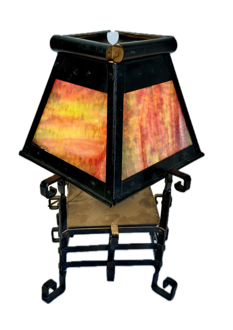 Arts & Crafts Slag Glass Table Lamp (1 of 6)