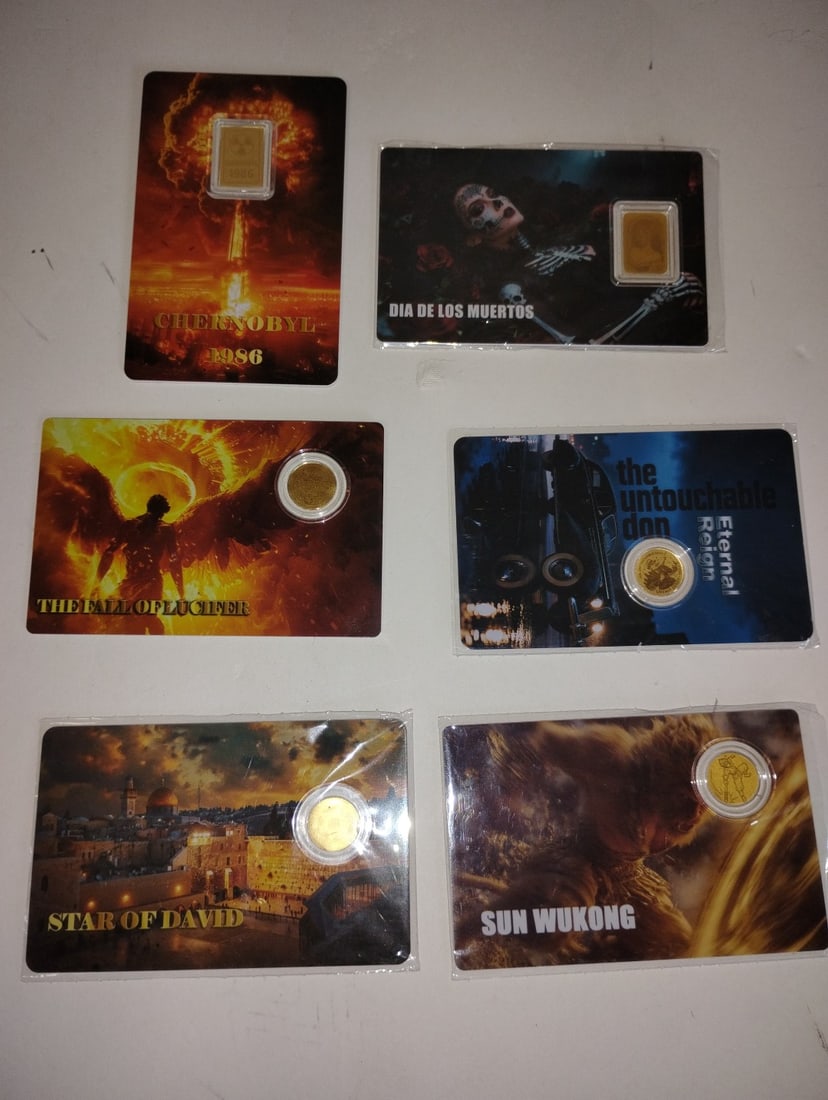 Fractional Gold. Minted. 1000 (6): Republic of Libya. On cards. As pictured