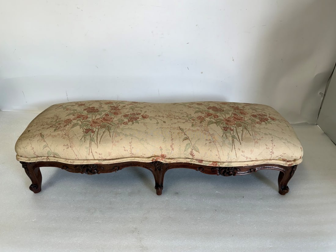 Antique Upholstered Foot Stool (1 of 3)