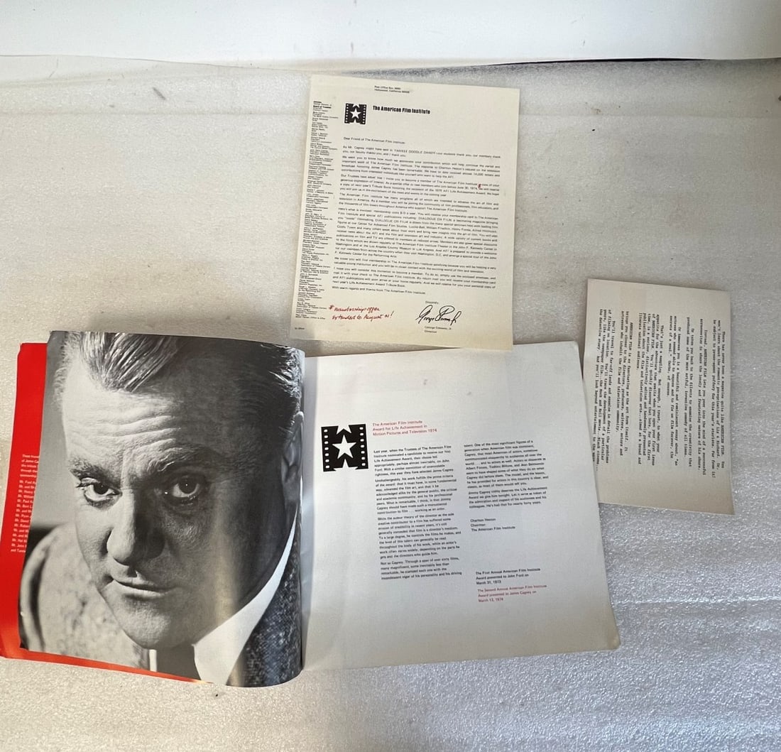 Cagney Book from American Film Institute.: Soft Cover with letters from Richard Carlton, Deputy Director and George Stevens, Drector.